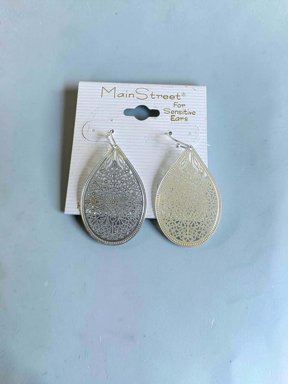 Main Street Filigree Teardrop Dangle Earrings Silver
